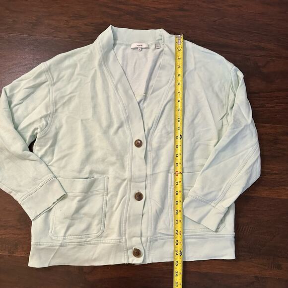 Vince. light seafoam blue long sleeve cotton cardigan size M - Picture 9 of 11